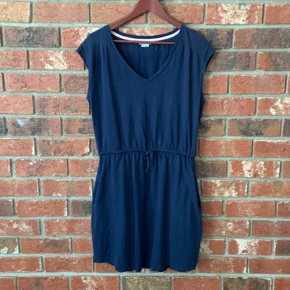 Boden Mya Navy Cotton V neck Casual Dress - Picture 2 of 8
